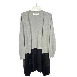 Lafayette 148 New York NWOT Cashmere Gray Black Minimalistic Cardigan‎ Sweater